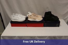 Three pairs of Reebok Women's Trainers to include 1x Flexagon Force 4, 1x Classics, 1x F/S Hi, UK 6