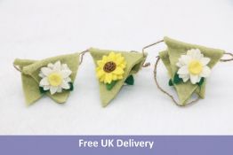 Six Felt So Good Spring Time Bunting, 120cm, Sun Flowers & Daisies