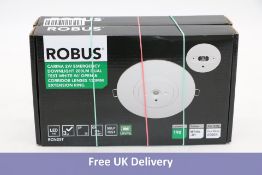 Two Robus Carina 2W Emergency Downlight 200LM Dual Test White W/Open & Corridor Lenses 130mm Extensi