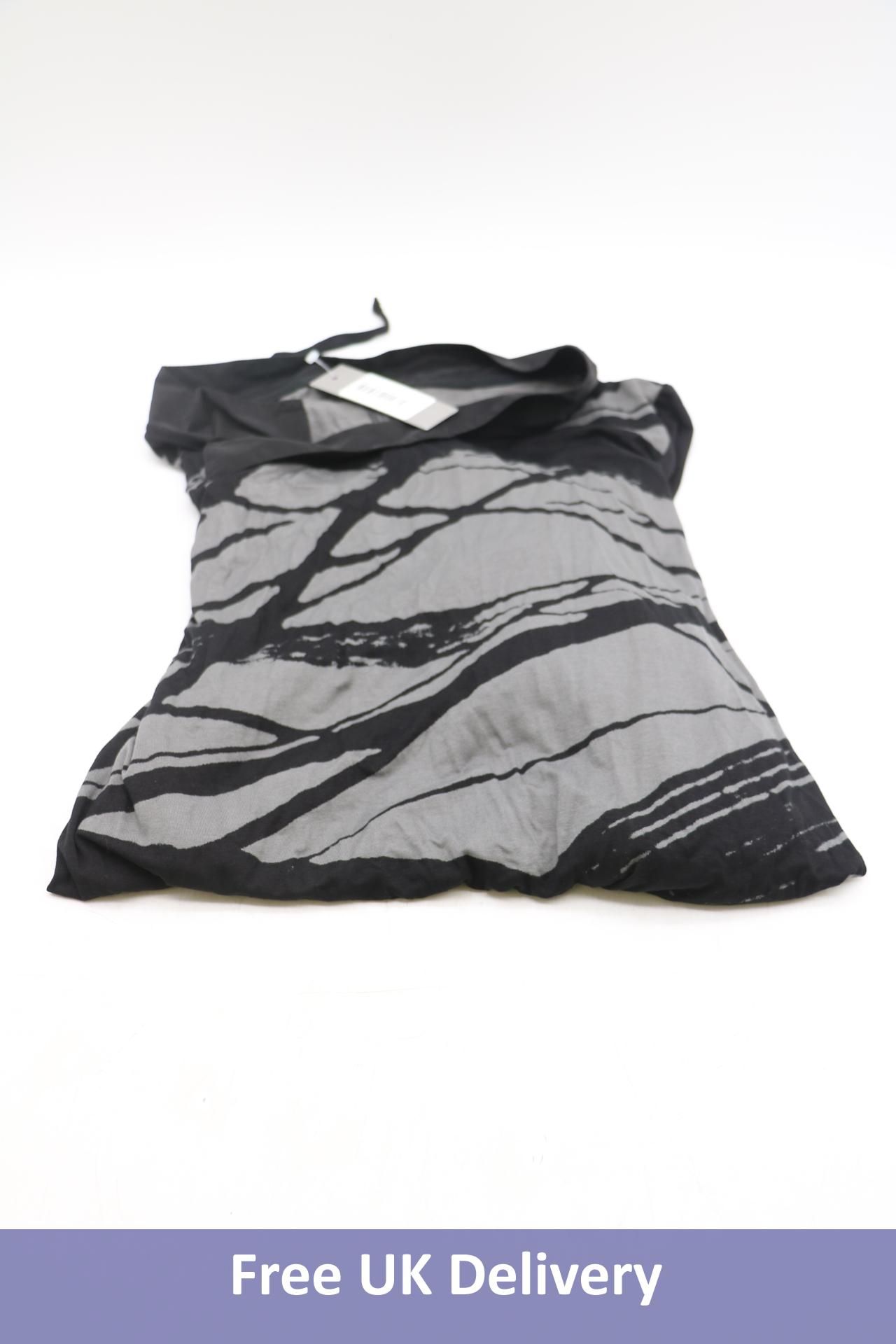 Naya Brush Print Tunic with Drawstring Hem, Black Grey, Size 4