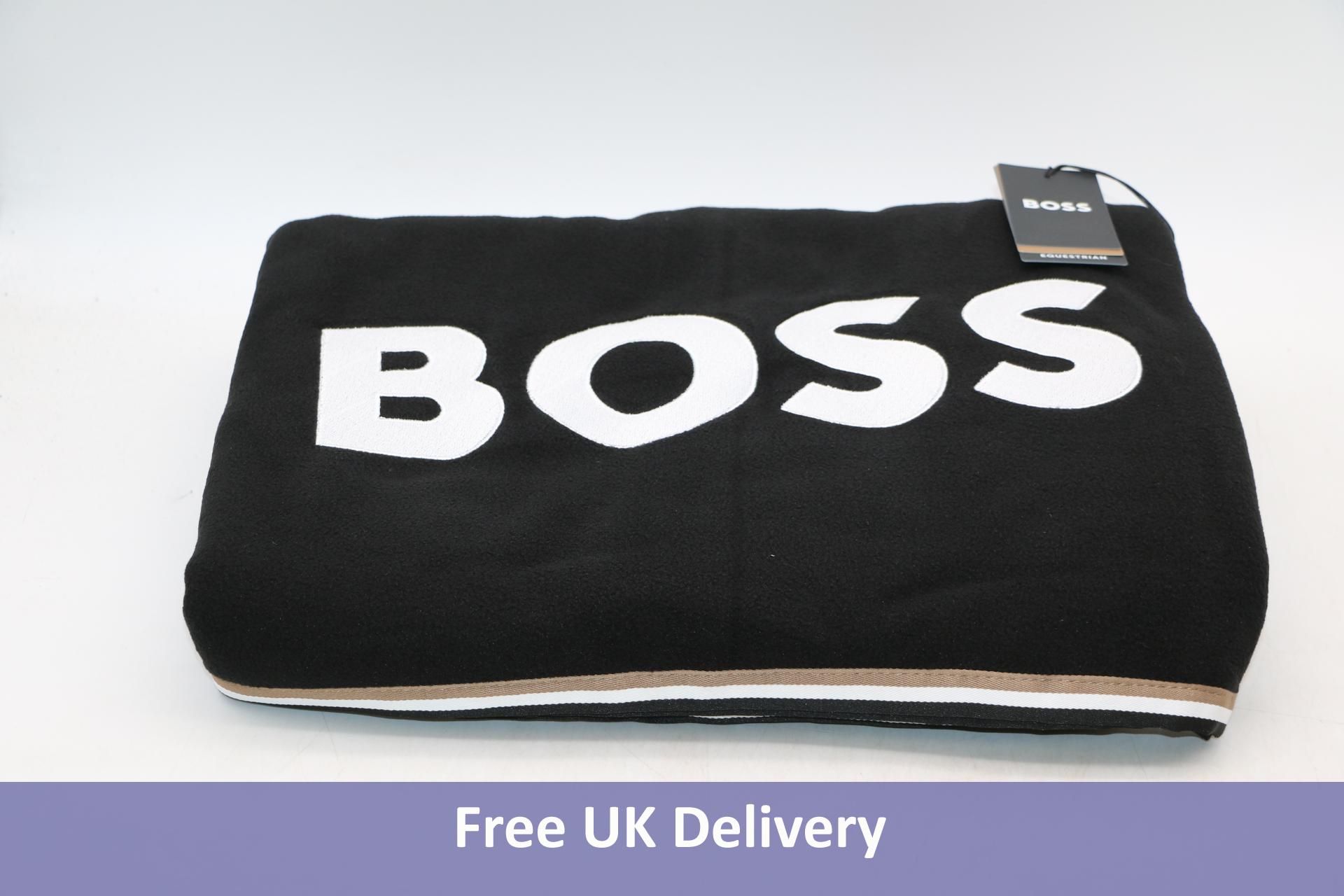 Boss Equestrian Fleece Fast-drying Sweat Rug with contrast logo, Black, Size 60