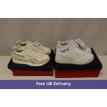 Two Reebok Women's Trainers to include 1x Court Advance Bold, White, UK 7, 1x Glide Ripple, Chalk/Wh