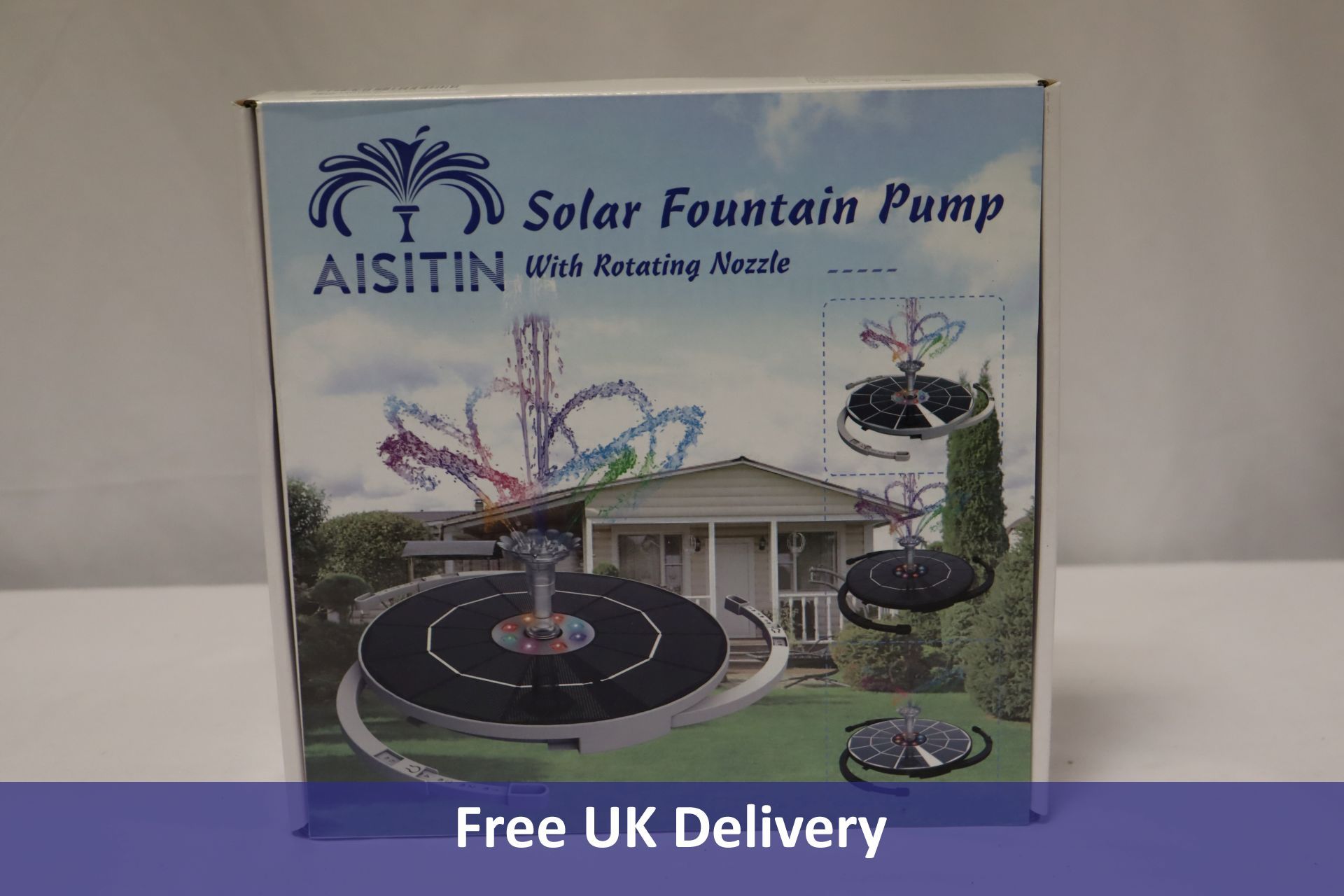 Two Aisitin 5.5w LED Solar Fountain Pumps with Rotating Nozzle