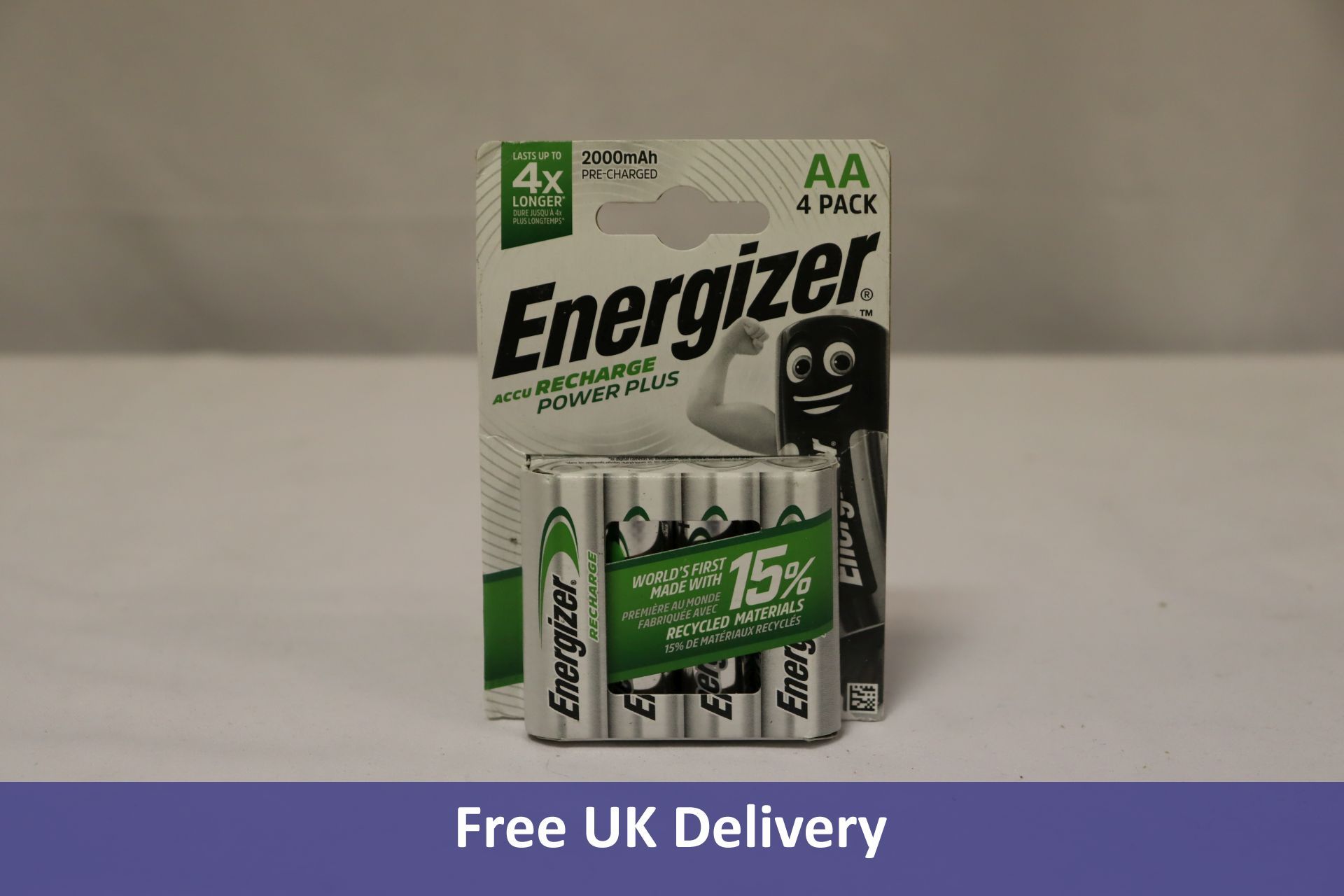 Twelve packs of Energizer Accu Recharge Power Plus AA Batteries, AA-HR06, 4 batteries per pack