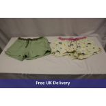 Nine pairs of Women's Marmot Shorts to include 6x Papyrus Pop Nature, 3x Frosty Green, Medium