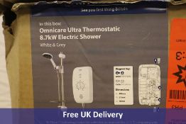 Triton Omnicare Ultra Thermostatic 8.7kw Electric Shower, White/Grey. Box damaged