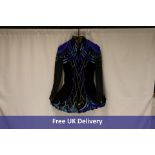 Rising Star Custom Made Girl's Traditional Irish Sequined Dance Costume, Black/Blue. Size not known