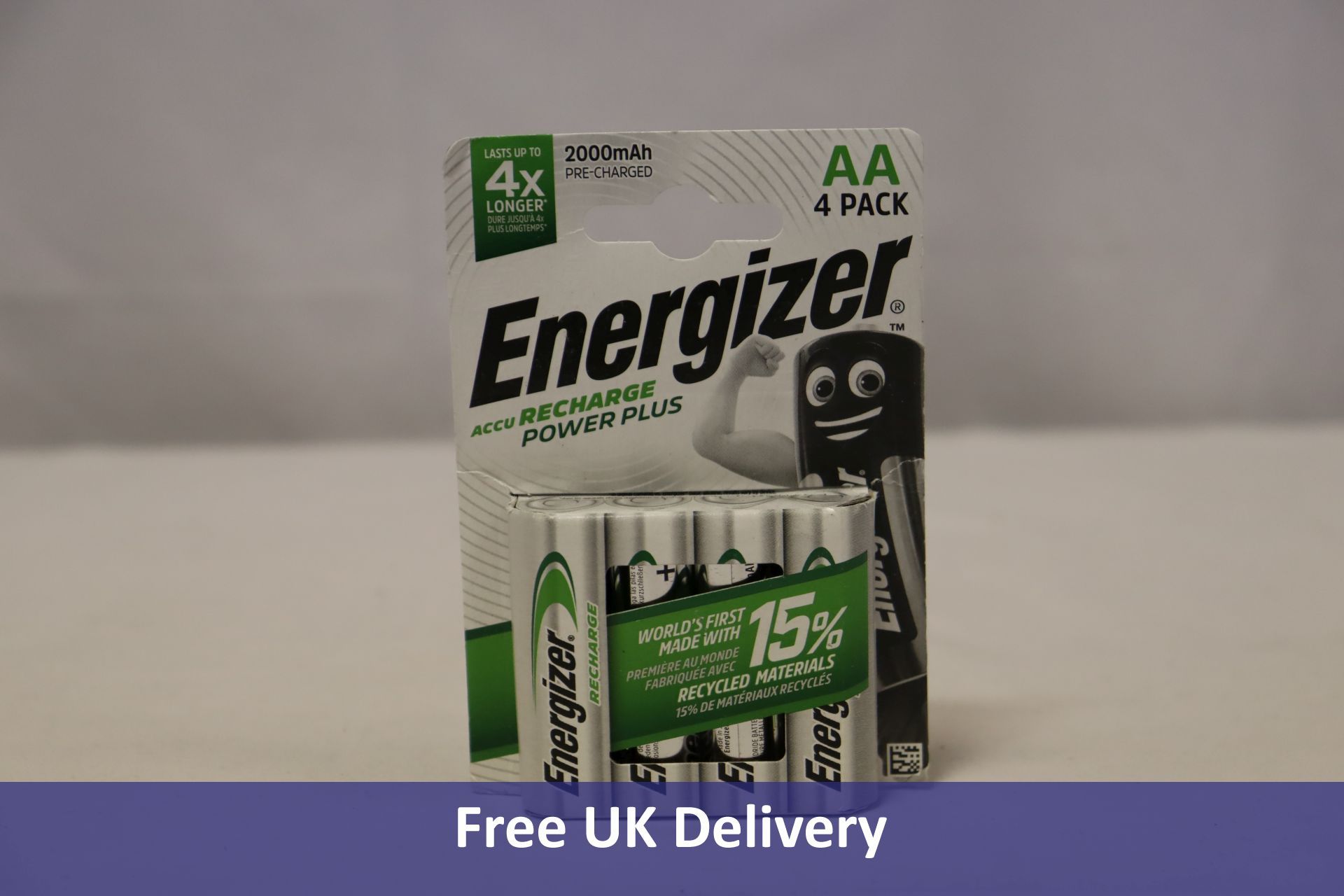 Ten Energizer Accu Recharge Power Plus AA Batteries, AA-HR06, 4 Pack