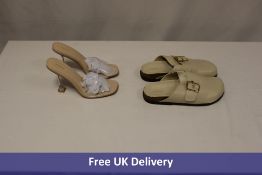 Two Pretty Little Thing items to include 1x Clear Heel Mule, Nude, UK 6, 1x Flat, Cream, UK 6