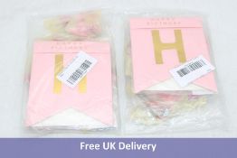 Ten Homerevel Happy Birthday Banners with 14 Latex Confetti Balloons, Rose Gold