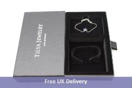 Tilya Jewelry Women's Blue Sapphire Butterfly Bracelet, 8K White Gold