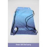 Ten Manchester City FC Drawstring Gym Bags, Navy/Light Blue