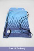 Ten Manchester City FC Drawstring Gym Bags, Navy/Light Blue