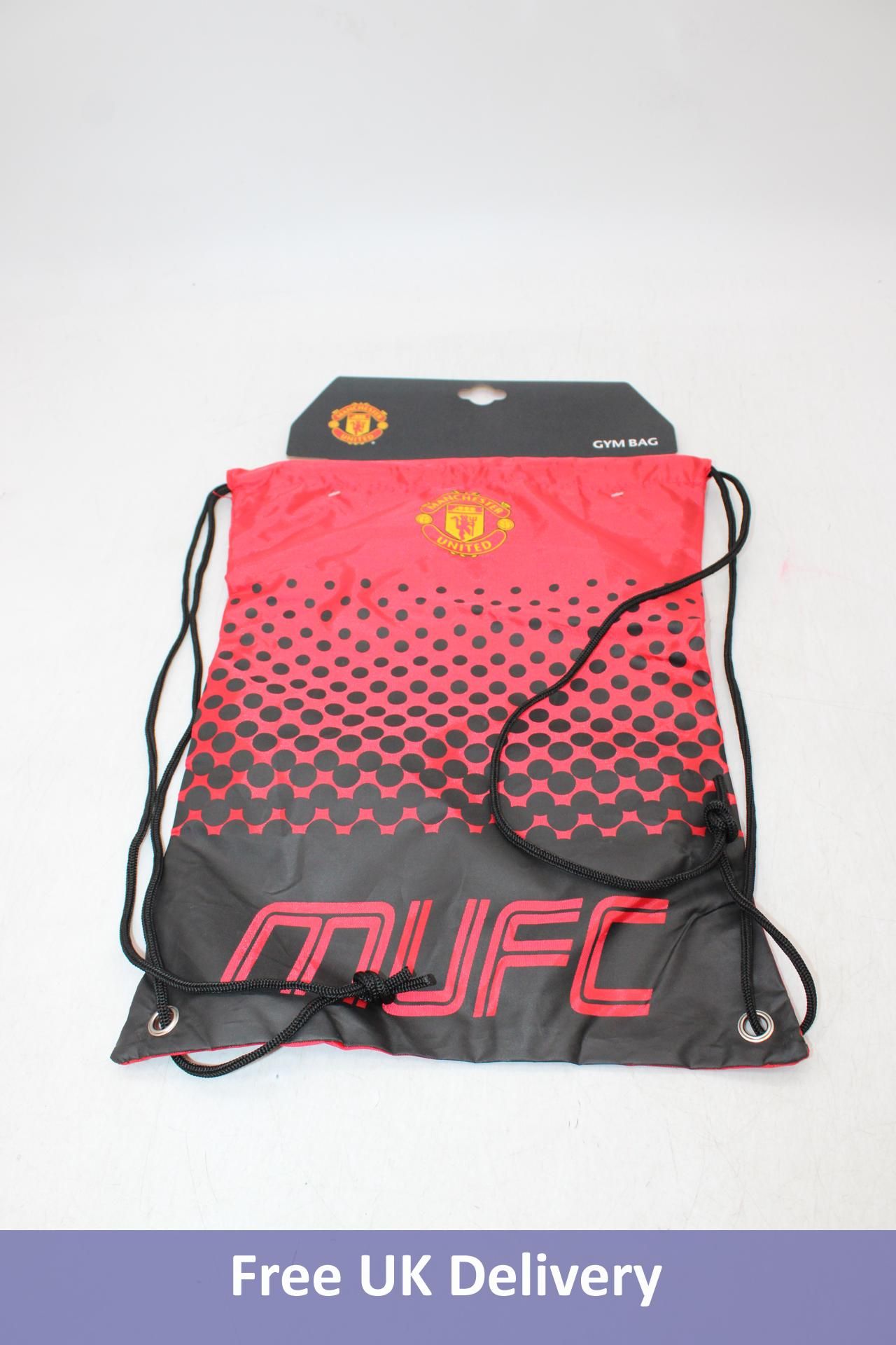 Ten Manchester United FC Drawstring Gym Bags, Red/Black