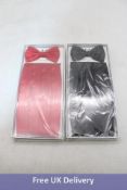 Two John Henric Bow Ties and Cummerbunds, Include 1x Black, 1x Red