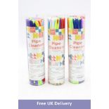Twelve tubes of Home Pro Shop 250pc Pipe Cleaners for Crafts, 30 Colours, Soft Bristle, Flexible and