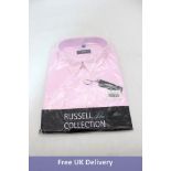 Four Russell Collection Long-Sleeve Easy Care Oxford Shirt, Pink, Include 3x Size Collar 16, Chest 4