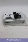 XBox One S Console. Used, Not tested, Not In Original Box, Some Damaged On Corners of Console
