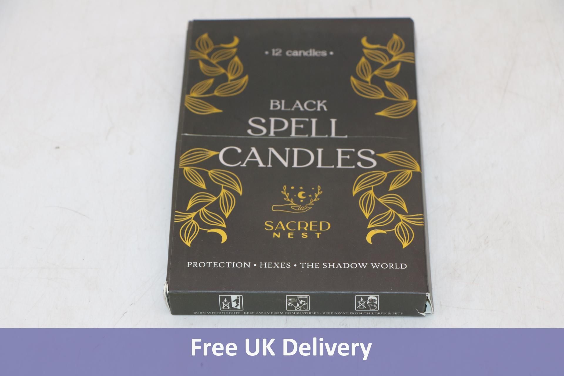Forty-two Boxes of Sacred Nest Black Spell Candles, Black, 12 Candles Per Pack, Some Boxes Damaged
