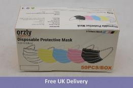 Orzly Disposable Face Masks, 50-pack, 5 Colours mixed pack