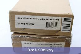 Two Faux Wood Venetian Blinds, White, 50mm