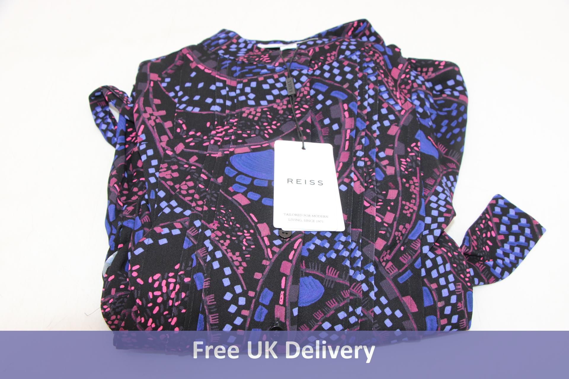 Reiss Sienna Print Mini Dress, Black/Purple, Size 8