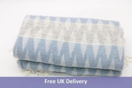 Tweed Mill Pure New Wool Woven Blanket/Throw, Blue/Grey