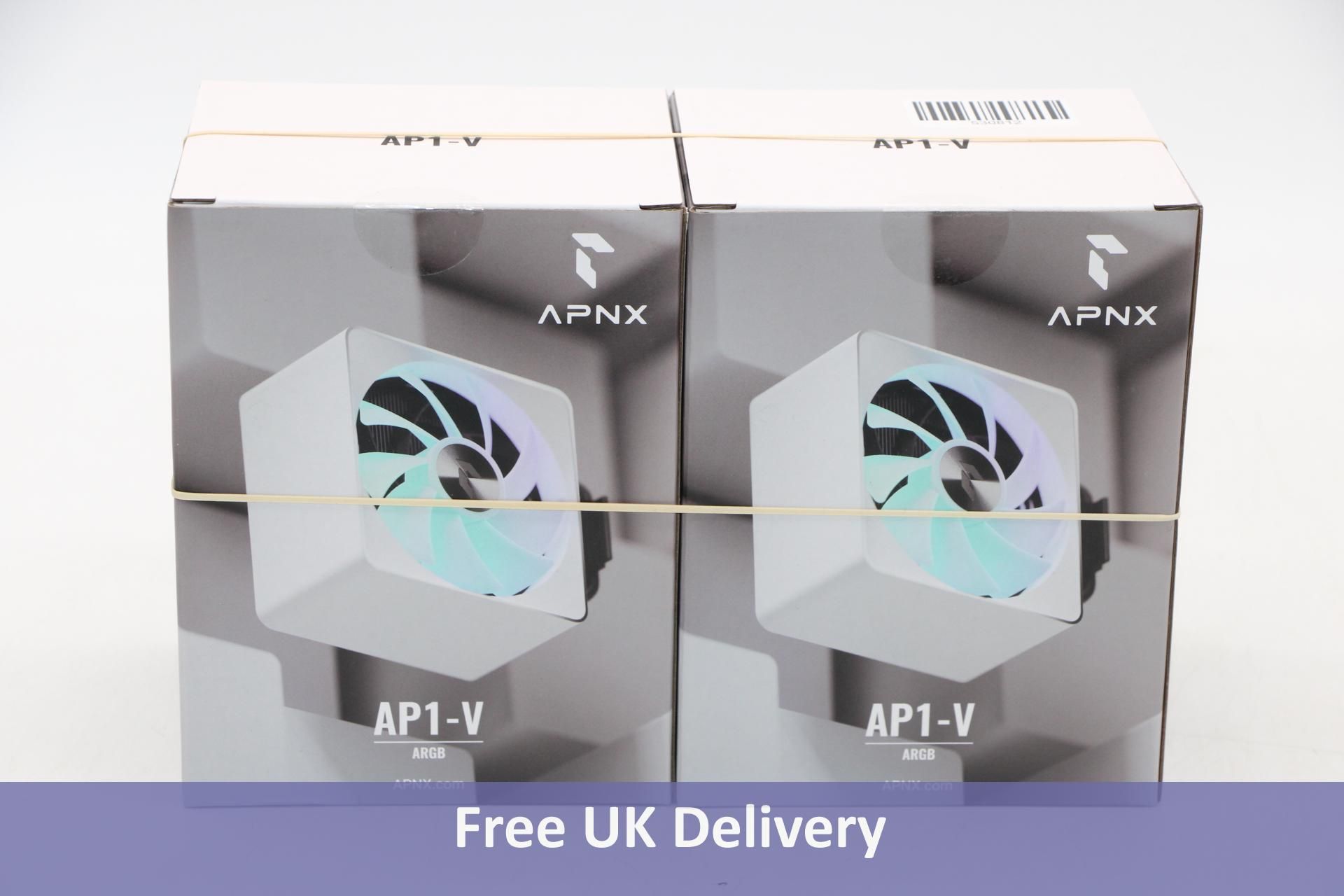 Two APNX AP1-V ARGB CPU 5 Heat Pipe Air Coolers, 120mm Fan, White