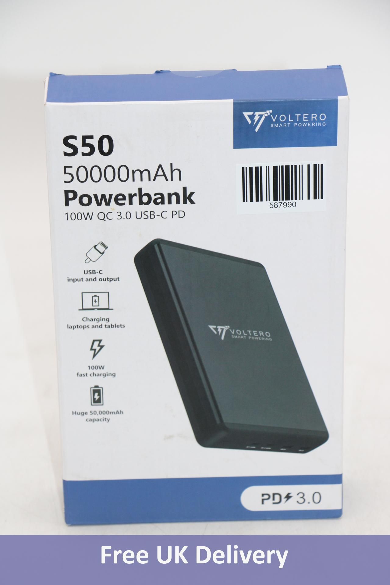 Power Bank Voltero 50000mAh S50 PD/100W QC/3.0/18W USB-Cx2, USB-Ax2, Black