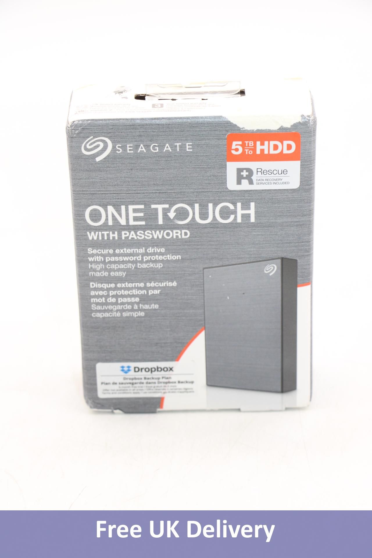 Seagate 5TB HDD, One Touch with Password, USB 3.0, Grey/Black