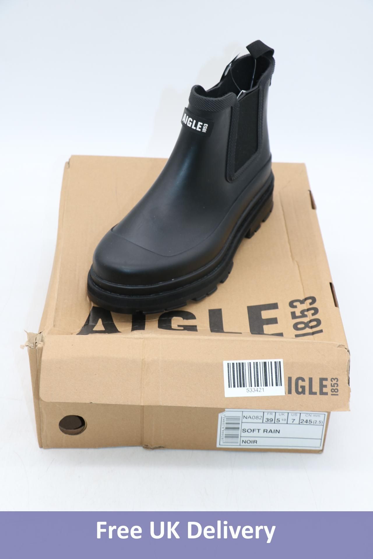 Aigle Soft Rain Carville Leather Boots, Black, UK 5.5. Box damaged