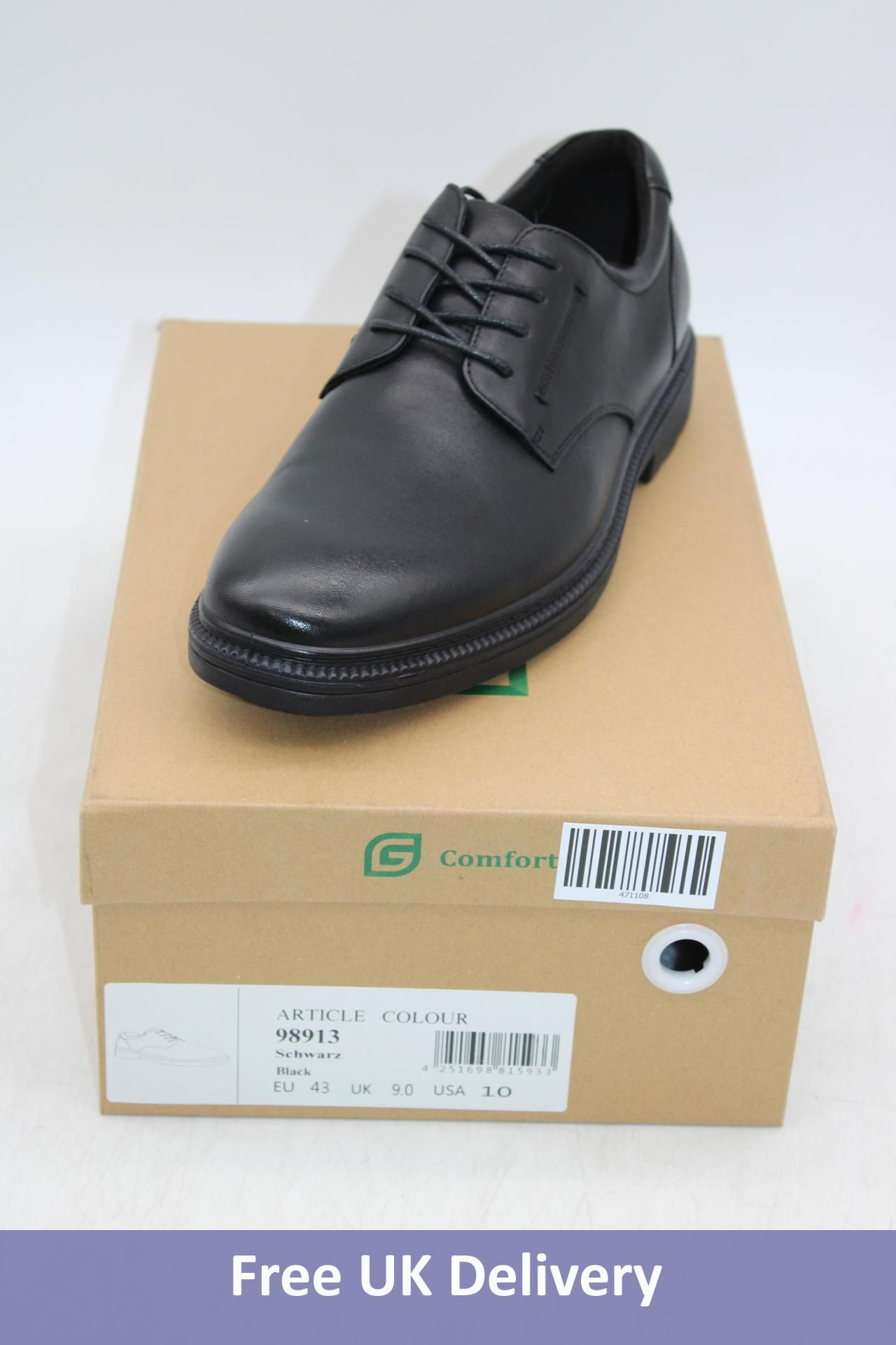 Comfort 98913, Lace Formal Leather Shoes, Black, UK 8