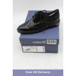 Caprice Lace Up Patent Brogue Shoes, Black, UK 7