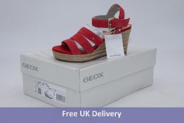 Geox Suede Cross Strap Espadrille Ankle Strap Wedge Sandals, Red, UK Size 2.5