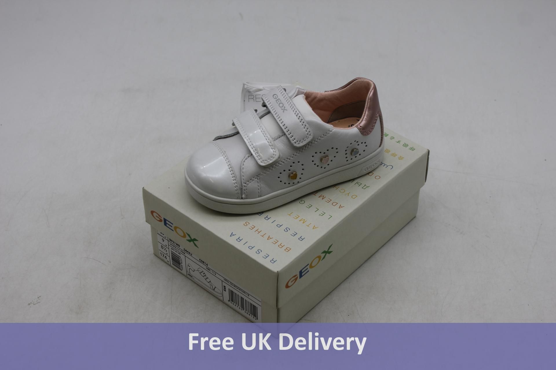 Geox Junior Djrock Riptape Trainers, White, UK Kids 8.5