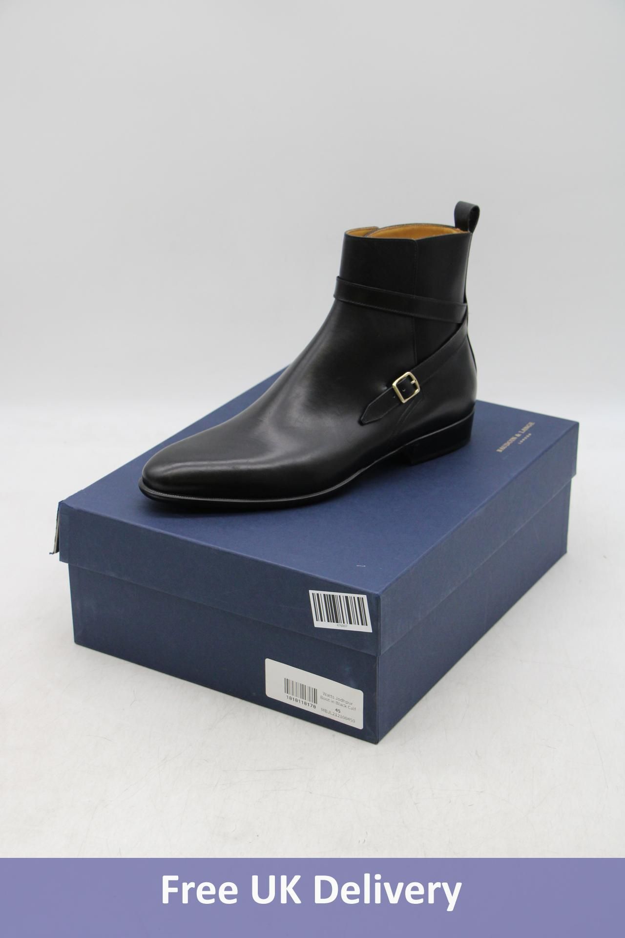 Baudoin & Lange Watts Jodhpur Boots, Black Calf, Size 45. Box damaged