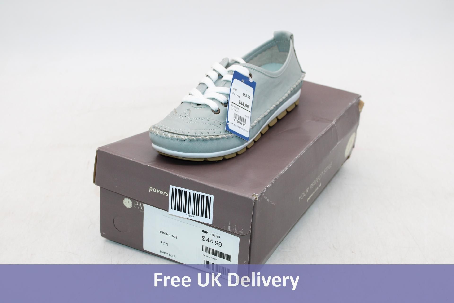 Pavers Simin Trainer Leather Lace Up, Baby Blue, Size 37. Box damaged