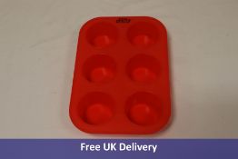 Ten Dility Sillicone 6 Cup Cake Mould, Red