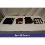 Four Hollister items to include 1x Oversized Cable Knit Mom V-Neck Sweater, Black, XXS, 1x Social To