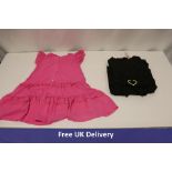 Two Girls Angels Face items to include 1x Malaya Dress, Hot Pink, 1x Monty Jacquard Heart Dress, Bla