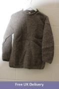 Sorazora Unisex Hand Knit Wool Jumper, Grey, Size S