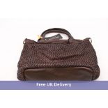 Mela D'oro Vera Pelle Genuine Leather Square Handbag, Dark Brown, 33 x 29 x 12cm