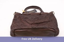 Mela D'oro Vera Pelle Genuine Leather Square Handbag, Dark Brown, 33 x 29 x 12cm