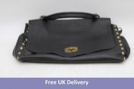 Mela D'oro Vera Pelle Genuine Leather Handbag, Black, 44 x 26 x 12cm