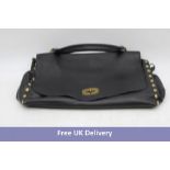 Mela D'oro Vera Pelle Genuine Leather Handbag, Black, 44 x 26 x 12cm