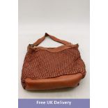Mela D'oro Vera Pelle Genuine Leather Square Handbag, Tan, 32 x 32 x 12cm