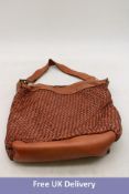 Mela D'oro Vera Pelle Genuine Leather Square Handbag, Tan, 32 x 32 x 12cm