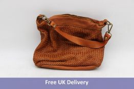 Mela D'oro Vera Pelle Genuine Leather Square Handbag, Tan, 33 x 29 x 12cm