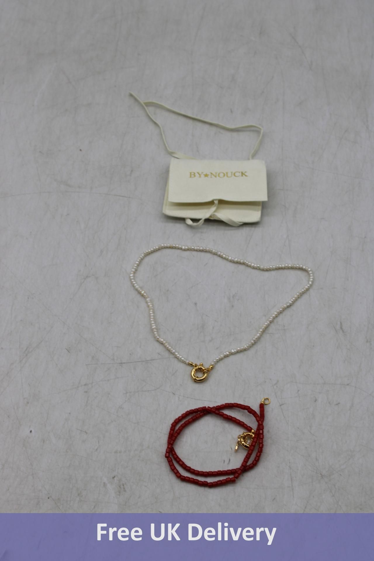 Two Pieces of By Nouck Jewellery to include 1x Base Red Cubes Necklace with DYO Big Pearl and Medium