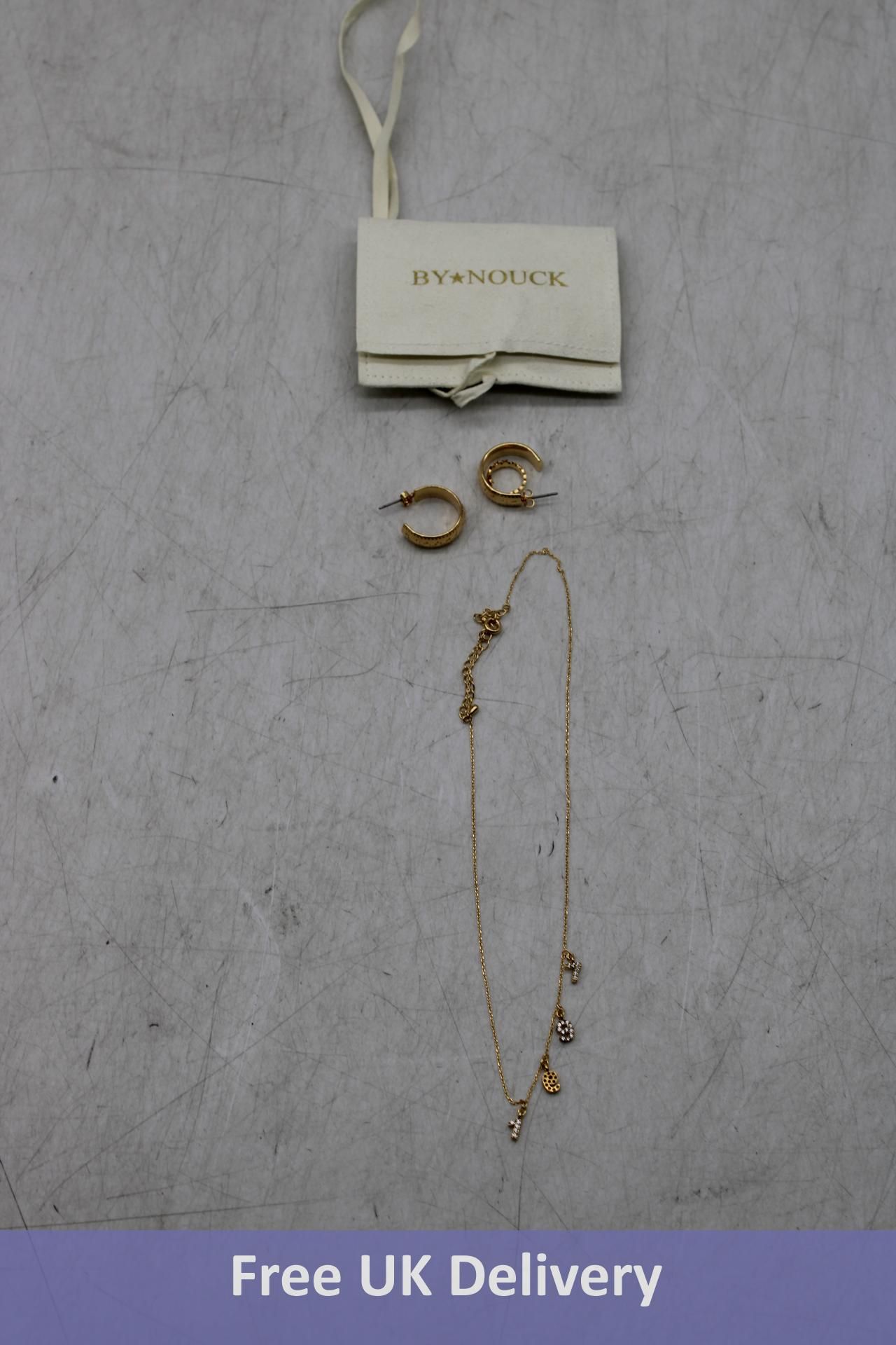 Two Pieces of By Nouck Jewellery to include 1x Necklace with 1997 In Crystal Pendants, 1x Flat Hoop